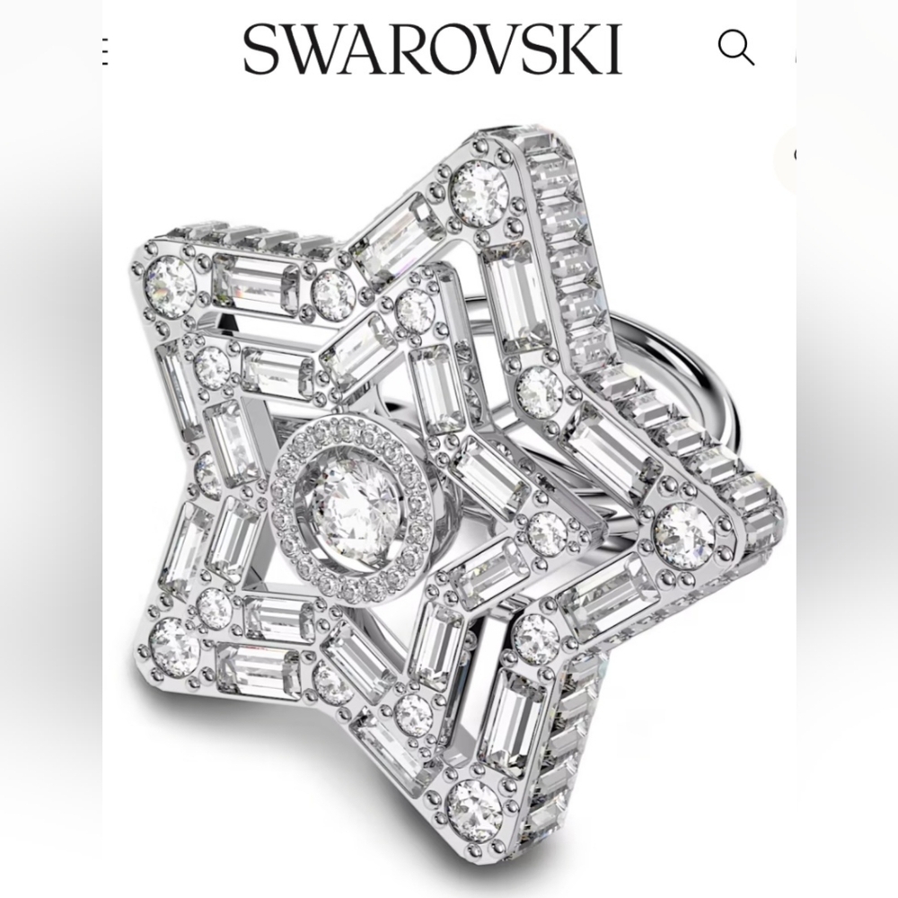 MASSIVE "STELLA" AUTHENTIC GENUINE SWAROVSKI GIANT STAR 🌟 HEARTBEAT 💓 RING